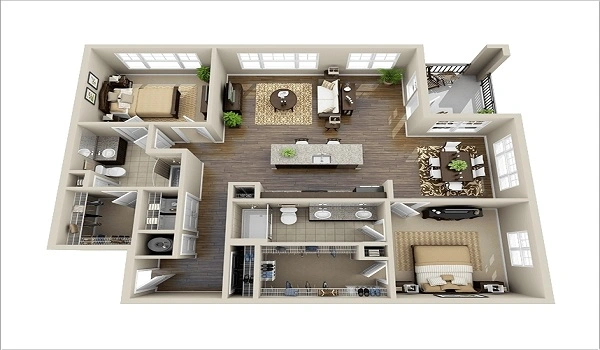 Nambiar District 25 2 BHK Apartment Floor Plan 