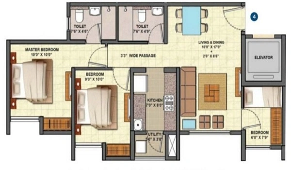 Nambiar District 25 2.5 BHK Apartment Floor Plan 