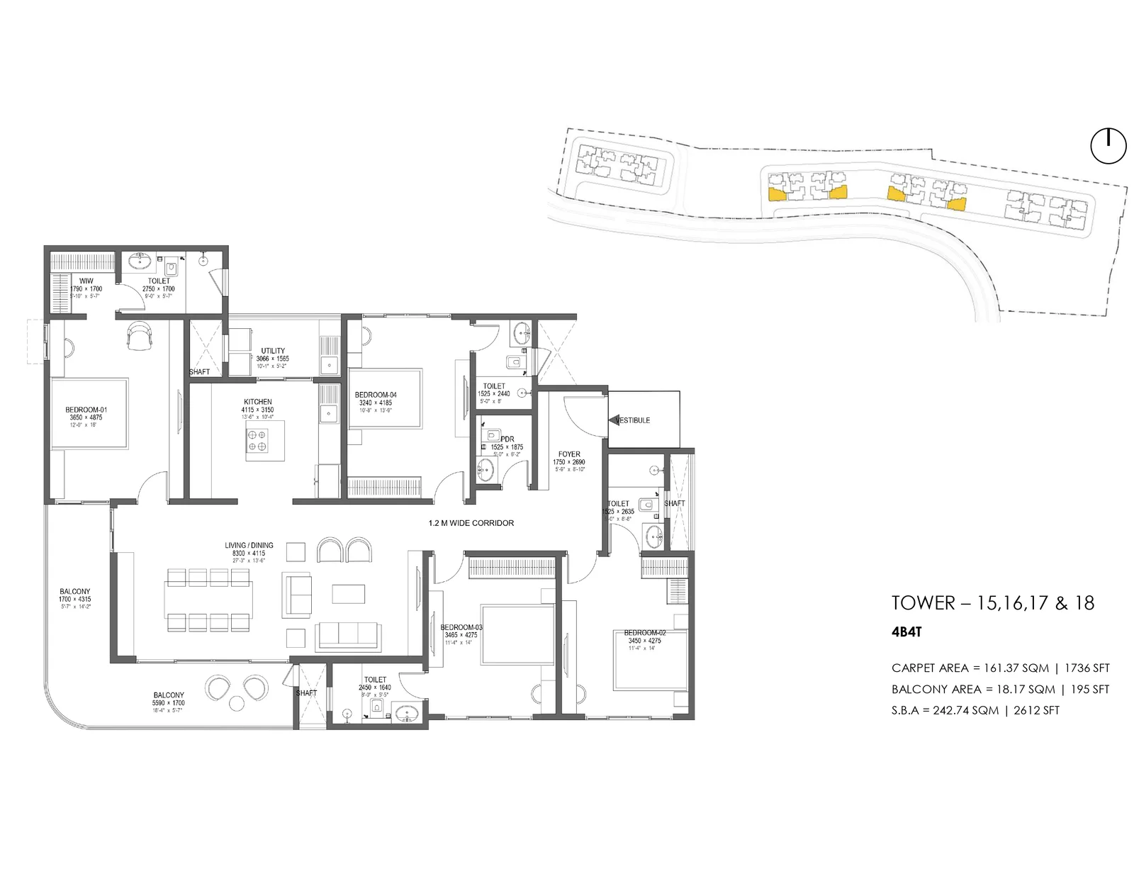 Nambiar District 25 Phase 3 4B4T — 4 BHK Floor Plan Nambiar District 25 Phase 3 4B4T — 4 BHK floor plan