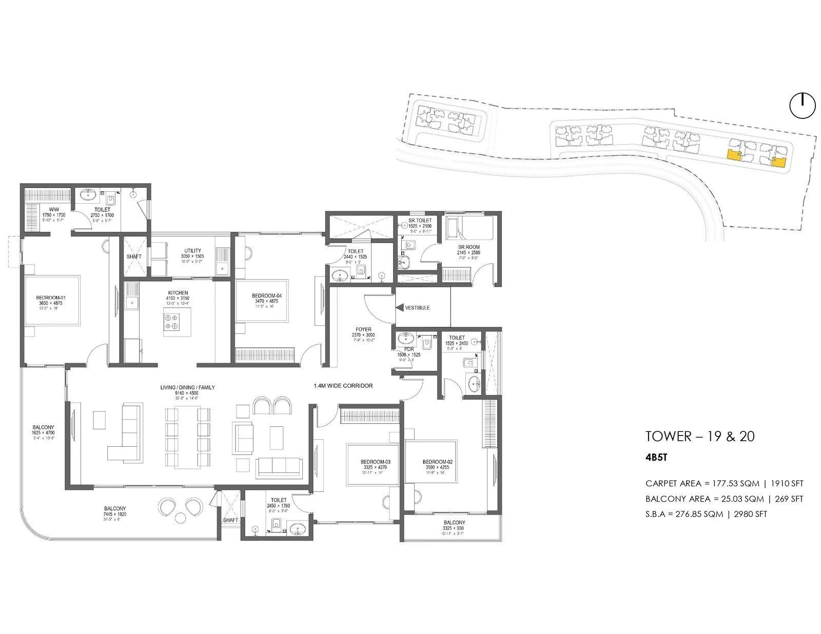 Nambiar District 25 Phase 3 4B5T — 4.5 BHK Floor Plan Nambiar District 25 Phase 3 4B5T — 4.5 BHK floor plan